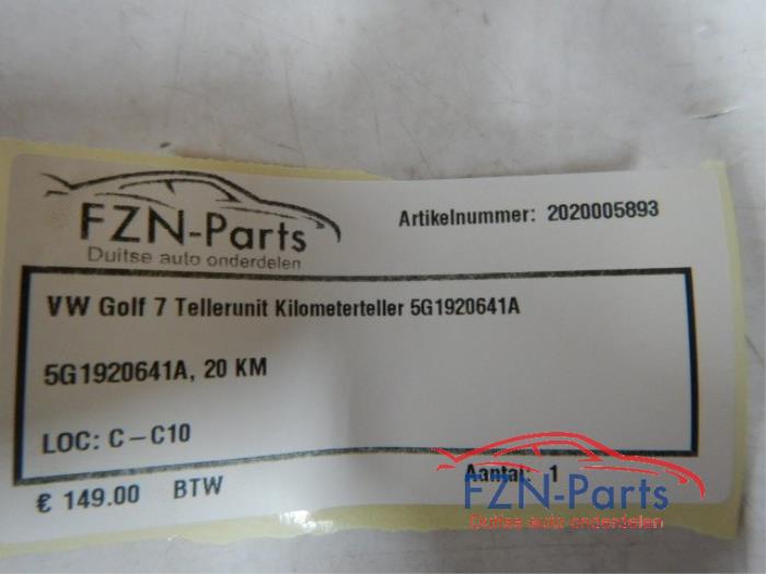 VW Golf 7 Tellerunit Kilometerteller