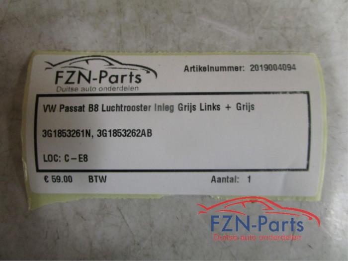 VW Passat B8 Luchtrooster Inleg Grijs Links