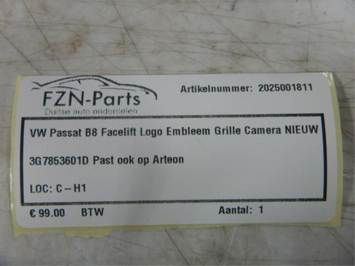 VW Passat B8 Facelift Logo Embleem Grille Camera NIEUW