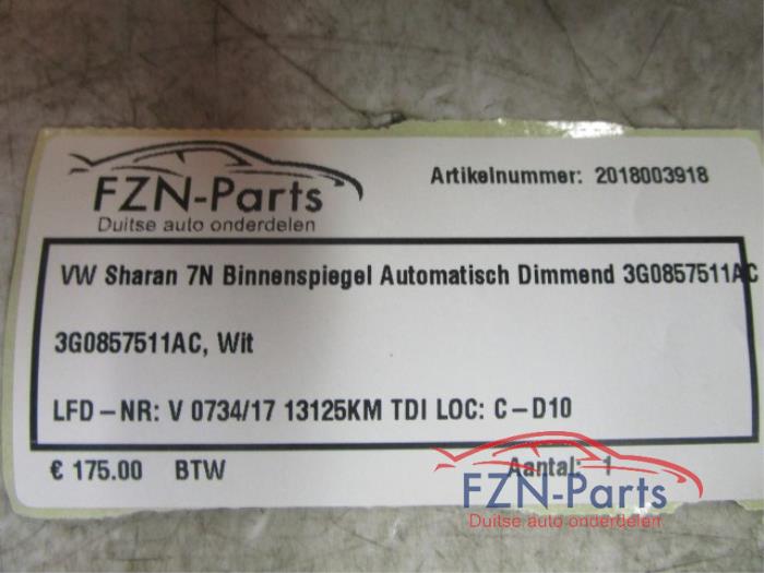 VW Sharan 7N Binnenspiegel Automatisch Dimmend