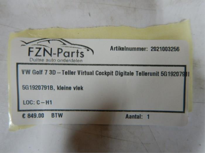 VW Golf 7 3D-Teller Virtual Cockpit Digitale tellerunit