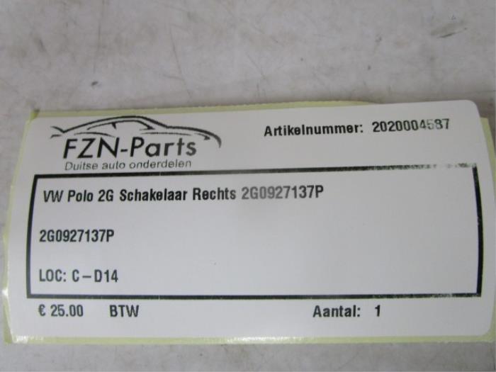 VW Polo 2G Schakelaar Rechts