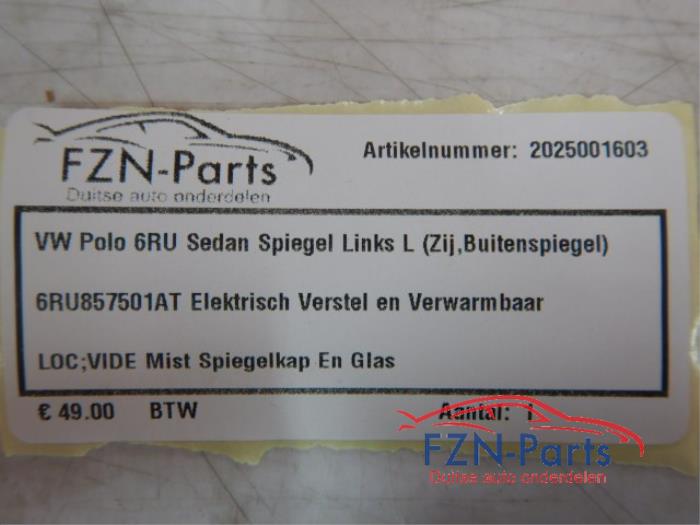 VW Polo 6RU Sedan Spiegel Links L ( Zij , Buitenspiegel )