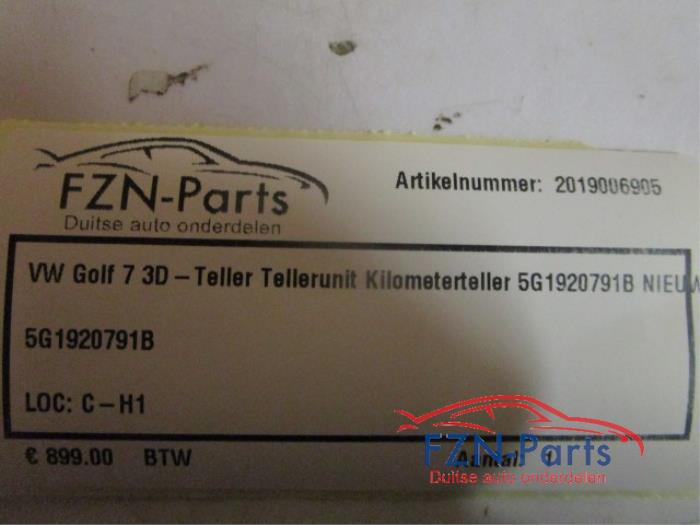 VW Golf 7 Virtual Cockpit Digitale KM-Instelbaar 3D-Teller Tellerunit Kilometerteller