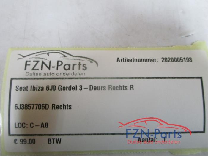 Seat Ibiza 6J0 Gordel 3-Deurs Rechts R
