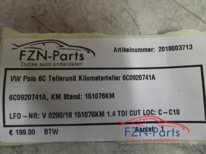VW Polo 6C Telleruint Kilometerteller