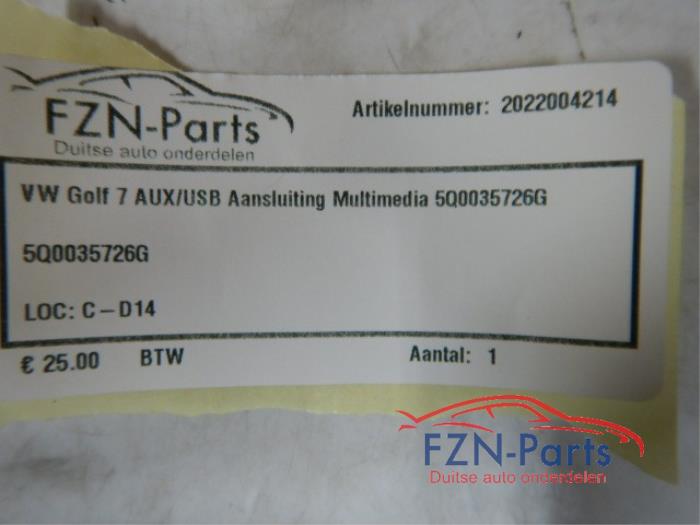 VW Golf 7 AUX/USB Aansluiting Multimedia