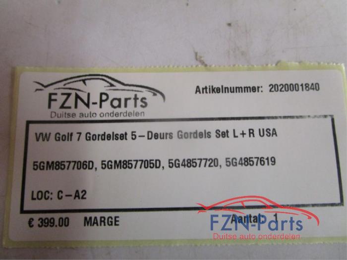 VW Golf 7 Gordelset 5-Deurs Gordels Set L+R USA
