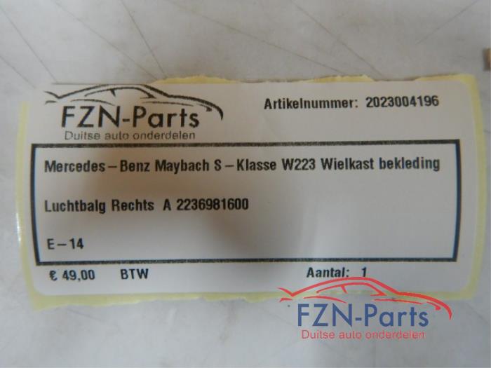 Mercedes-Benz Maybach S-Klasse W223 Wielkast Bekleding Luchtbalg