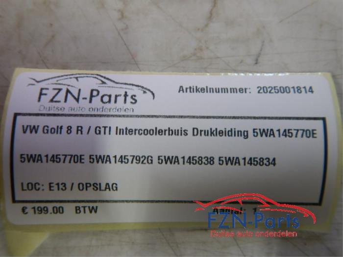 VW Golf 8 R / GTI Intercoolerbuis Drukleiding