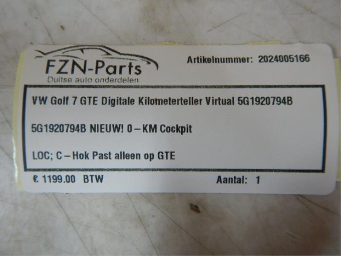 VW Golf 7 GTE Digitale Kilometerteller Virtual Cockpit