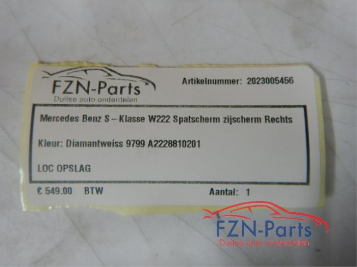 Mercedes Benz S-Klasse W222 Spatscherm Zijscherm Rechts