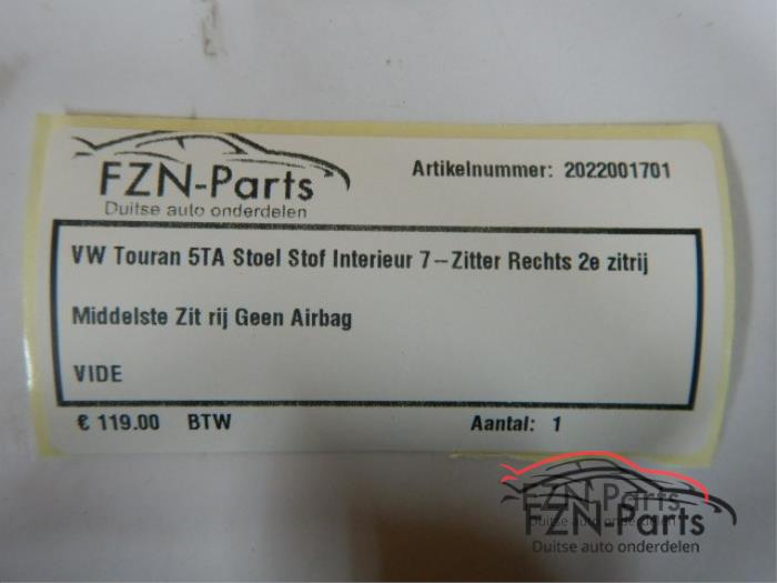 Stoel rechts Volkswagen Touran (22741824)