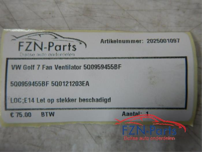 VW Golf 7 Fan Ven ventilator
