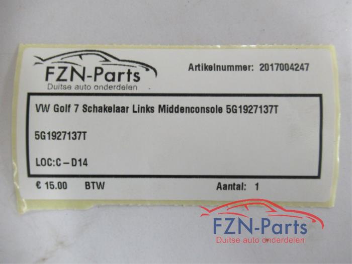 VW Golf 7 Schakelaar Links Middenconsole