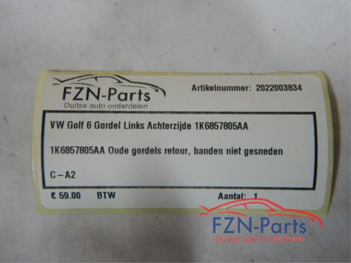 VW Golf 6 Gordel Links Achterzijde