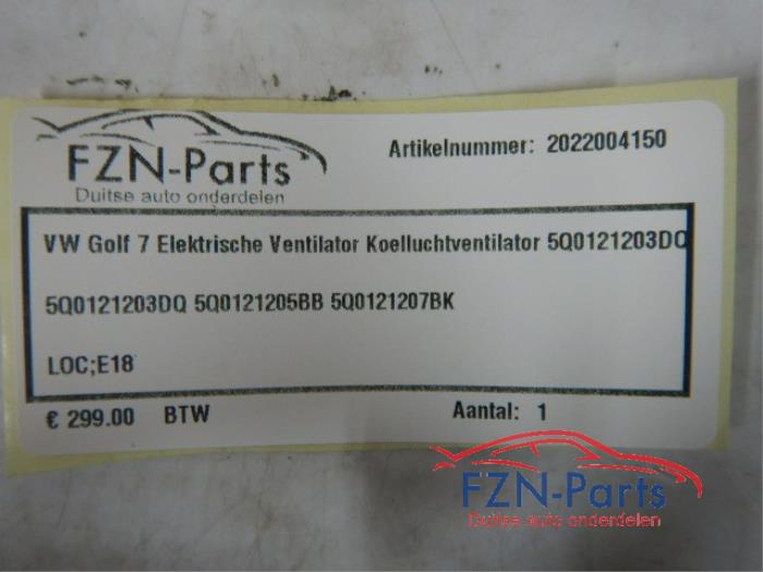 VW Golf 7 Elektrische Ventilator Koelluchtventilator