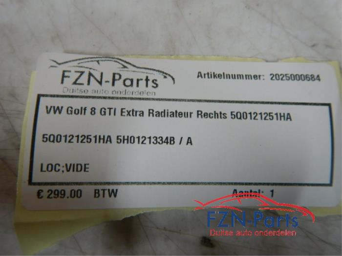 VW Golf 8 GTI Extra Radiateur Rechts