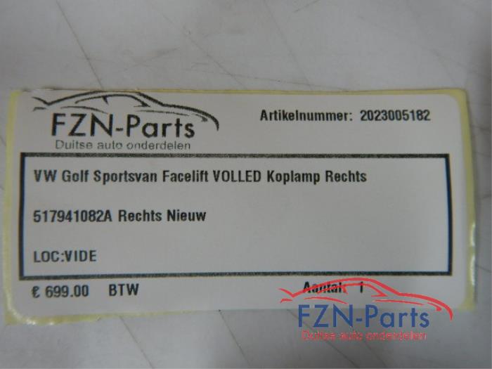 VW Golf Sportsvan Facelift VOLLED Koplamp Rechts
