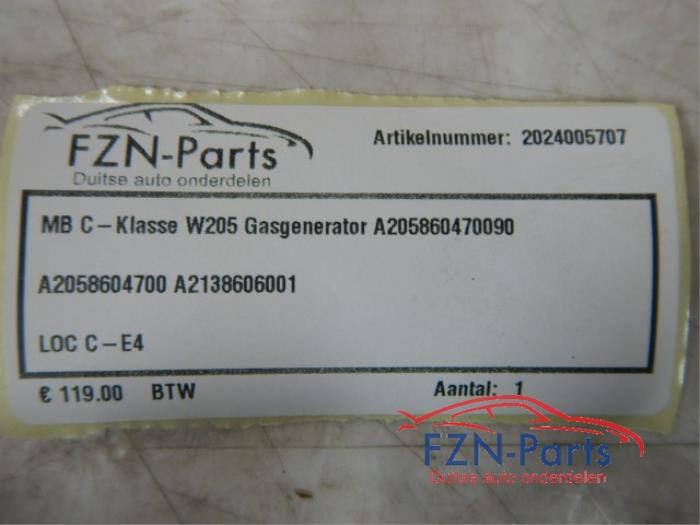 Mercedes-Benz C-klasse W205 Gasgenerator A