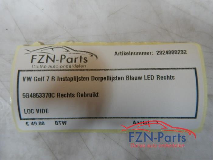 VW Golf 7 R Instaplijsten Dorpellijsten Blauw LED Rechts