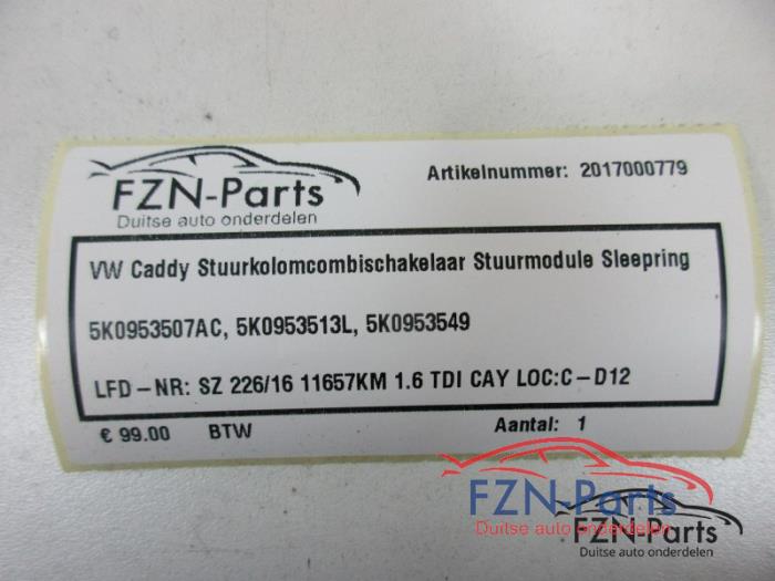 VW Caddy Stuurkolomcombischakelaar Stuurmodule Sleepring