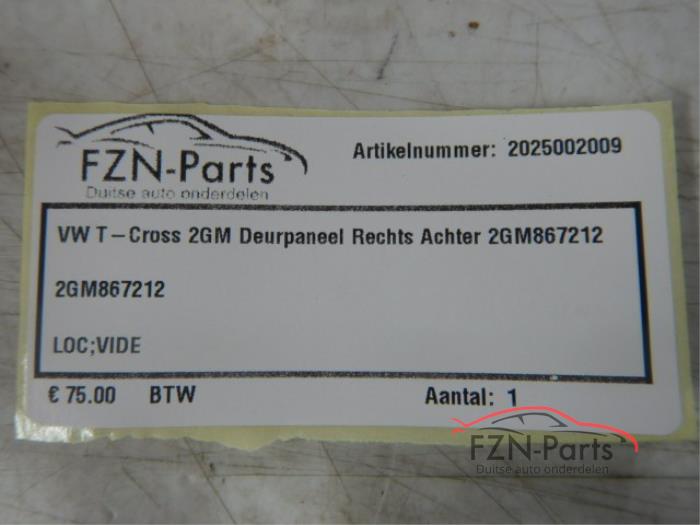 Portierbekleding 4Deurs rechts-achter Volkswagen T-Cross (22728376)