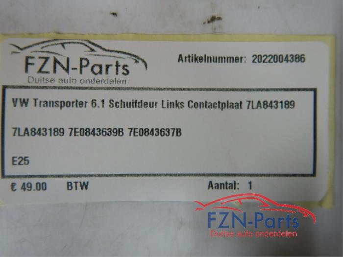 VW Transporter T6.1 Schuifdeur Links Contactplaat