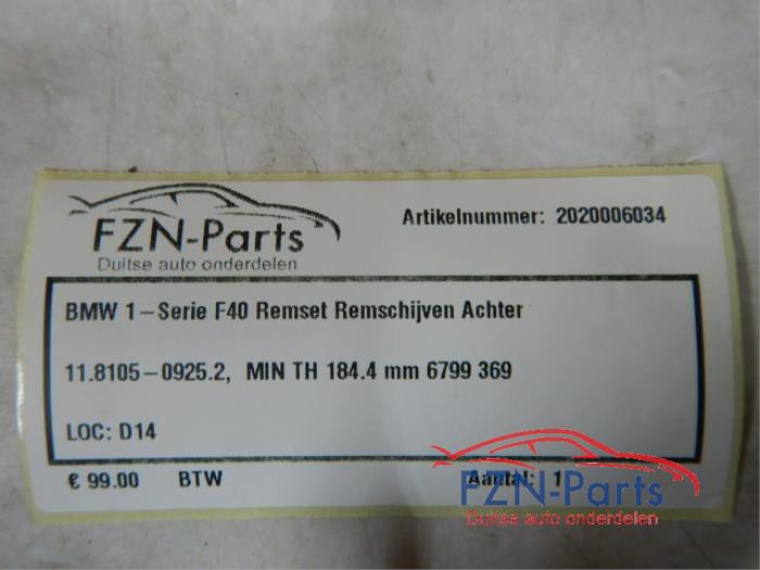 Remschijf + blok achter BMW 1-Serie (22739434)