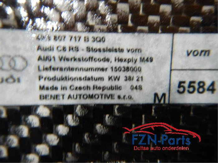 Audi RS6 RS7 C8 Carbon Inleg Voor+Achterbumper Skirts