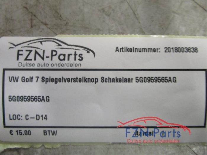 VW Golf 7 Spiegelverstelknop Schakelaar