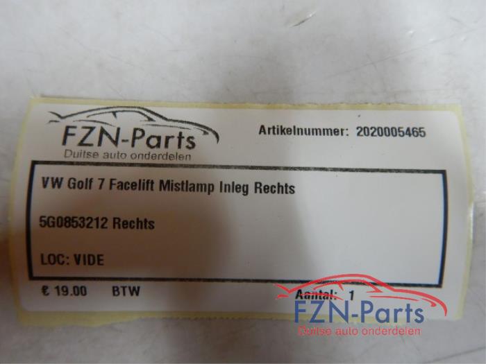 VW Golf 7 Facelift Mistlamp Inleg Rechts