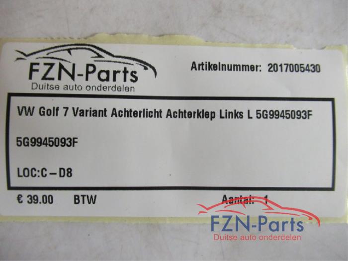 Achterlicht links Volkswagen Golf (22745378)