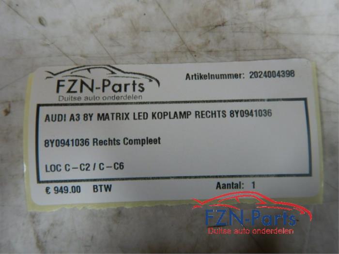 Koplamp rechts Audi A3 (22722956)
