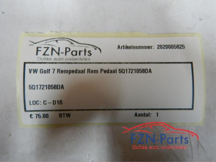 VW Golf 7 Rempedaal Rem Pedaal