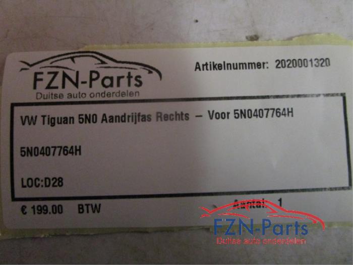 VW Tiguan 5N0 Aandrijfas Rechts-Voor