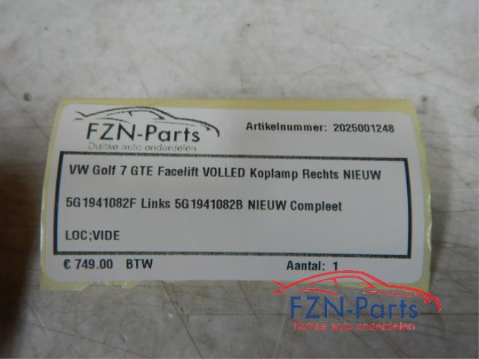 VW Golf 7 GTE Facelift Volled Koplamp Rechts Nieuw