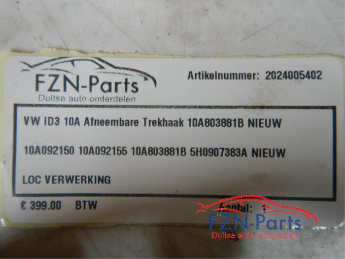 VW ID3 10A Afneembare Trekhaak