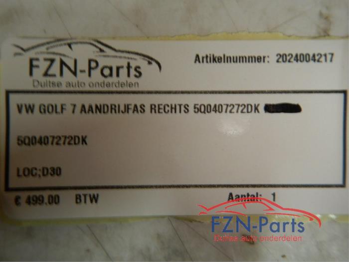 VW Golf 7 Aandrijfas Rechts