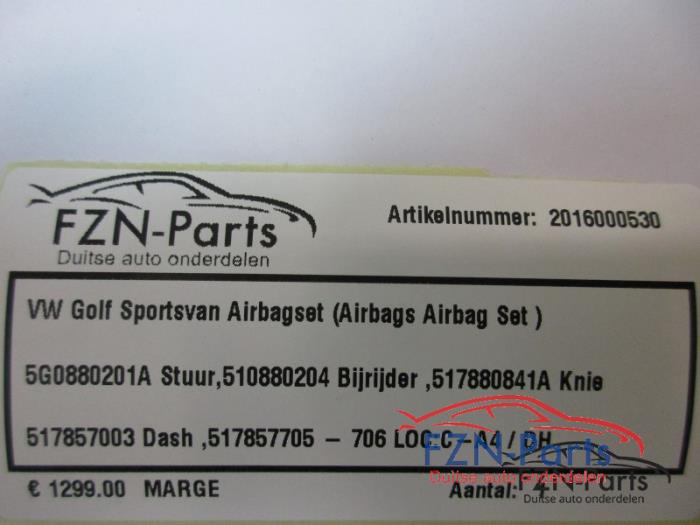 Airbag set + dashboard Volkswagen Golf Sportsvan (22727771)