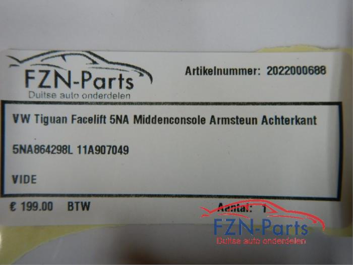 VW Tiguan 5NA Facelift Middenconsole Armsteun Achterkant