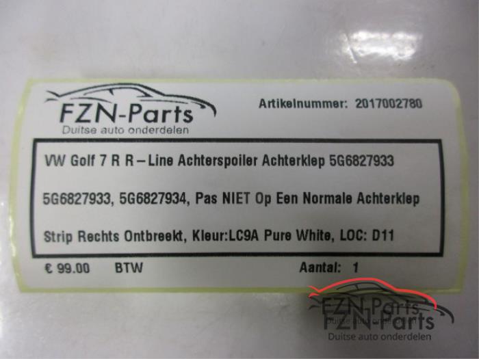VW Golf 7 R R-Line Achterspoiler Achterklep