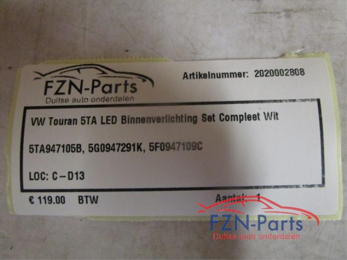 VW Touran 5TA LED Binnenverlichting Set Compleet Wit