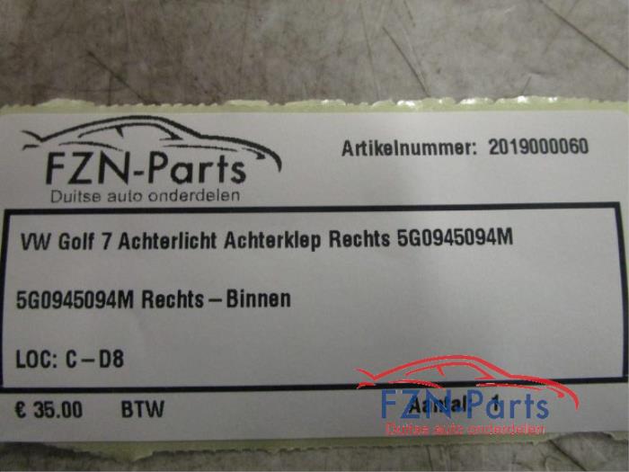 VW Golf 7 Achterlicht Achterklep Rechts