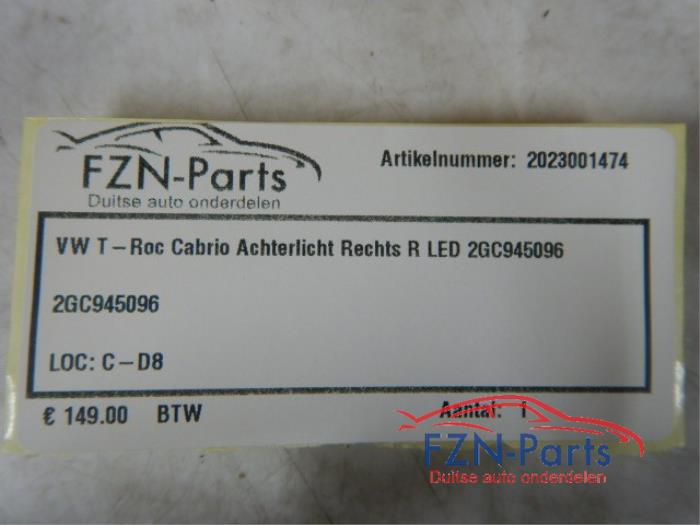 VW T-Roc Cabrio Achterlicht Rechts R LED