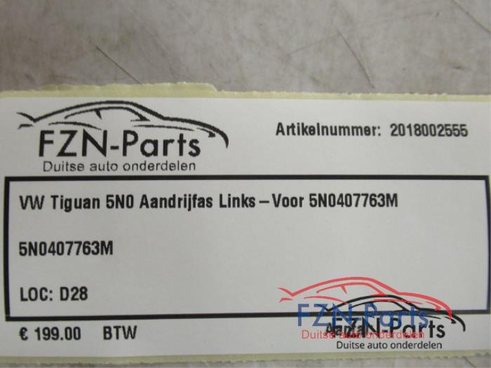 VW Tiguan 5N0 Aandrijfas Links-Voor