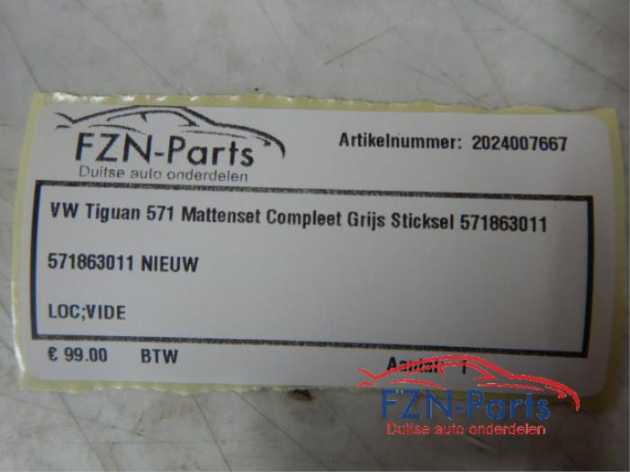 VW Tiguan 571 Mattenset Compleet Grijs Sticksel