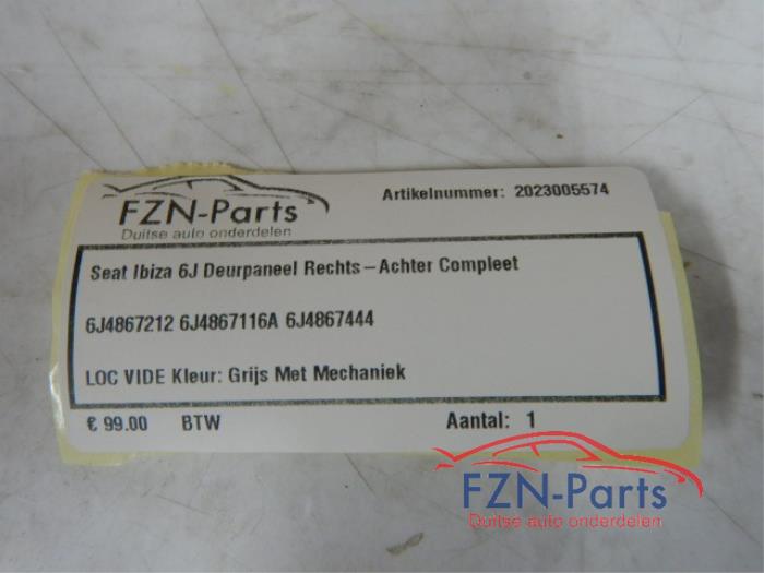 Seat Ibiza 6J Deurpaneel Rechts-Achter Compleet