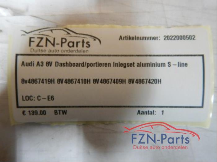 Audi A3 8V Dashboard/Portieren Inlegset Aluminium S-Line