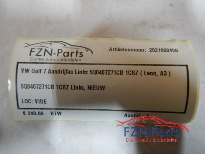VW Golf 7 Aandrijfas Links